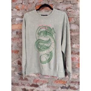 Dragon Ball Z Shenron Sweatshirt Pullover Sz XS Unisex Sage Green Anime Graphic